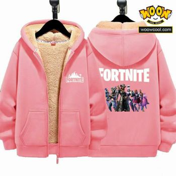  Fortnite Boys Girls Kid's Winter Sherpa Lined Zip Up Sweatshirt Jacket Hoodie 1