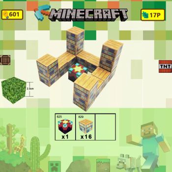 Minecraft Magnetic Building Block Set STEM Mine Craft Toys Tiles Pixel Cube 2.5cm 17pcs