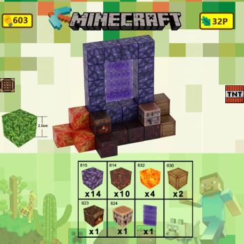Minecraft Magnetic Building Block Set STEM Mine Craft Toys Tiles Pixel Cube 2.5cm 32pcs