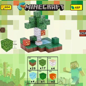 Minecraft Magnetic Building Block Set STEM Mine Craft Toys Tiles Pixel Cube 2.5cm 48pcs