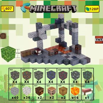 Minecraft Magnetic Blocks-Build Set, Minecraft Toys for Boys & Girls, Mine Craft Toys Tiles Pixel Cubes Construction Toys 128pcs