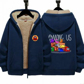 Among Us Boys Girls Kid's Winter Sherpa Lined Zip Up Sweatshirt Jacket Hoodie 1