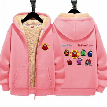 Among Us Unisex Boy's Girls Winter Warm Sherpa Lined Zip Up Sweatshirt Fleece Jacket 1