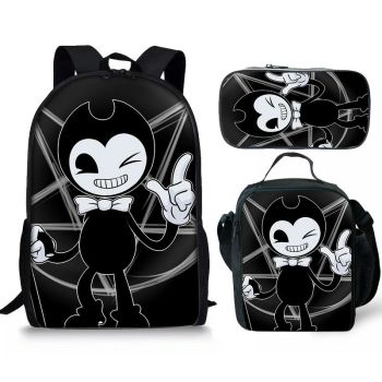 Bendy and the Ink Machine Backpack and Lunch box school bag Waterproof Bookbag Laptop bag Travel bag Kids Gifts Idea