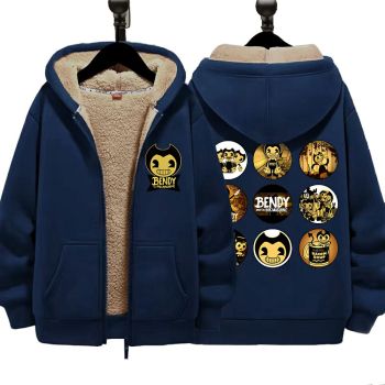Bendy Unisex Boy's Girls Winter Warm Sherpa Lined Zip Up Sweatshirt Fleece Jacket