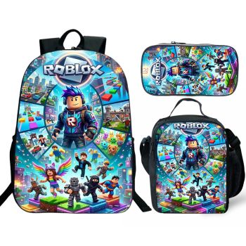 Roblox bookback kids boys school lunch box school bag Black