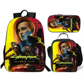 Cyberpunk 2077 Backpack and Lunch box school bag Waterproof Bookbag Laptop bag Travel bag Kids Gifts Idea
