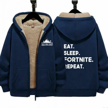 Fortnite Boys Girls Kid's Winter Sherpa Lined Zip Up Sweatshirt Jacket Hoodie