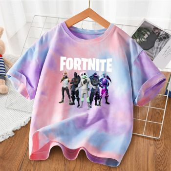 Fortnite Marshmello Tie dye T-Shirt Kids Cotton Shirt 