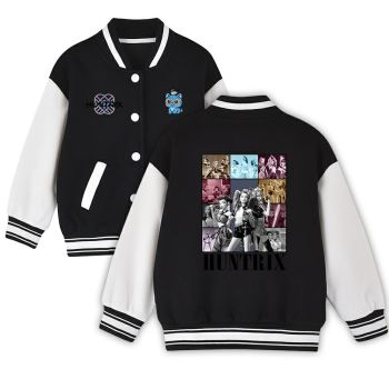 K-Pop Demon Hunters Baseball Jacket Unisex Black White Varsity Coat Cotton Blend Streetwear