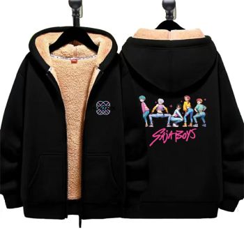 K-Pop Demon Hunters Boys Girls Kid's Winter Sherpa Lined Zip Up Sweatshirt Jacket Hoodie