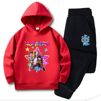 K-Pop Demon Hunters Kids Hoodie Set Cartoon Print Sweatshirt Pants 2-Piece Boys Girls
