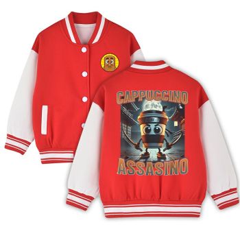 Kid's Cappuccino Assasino Baseball Jacket American Football Varsity Jacket Ideal Gift