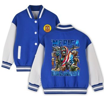 Kid's Merica brainrot Baseball Jacket American Football Varsity Jacket Ideal Gift
