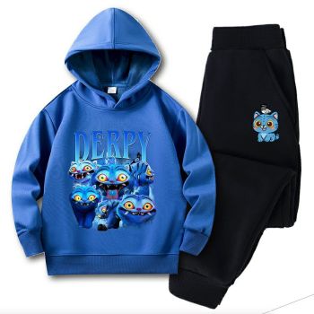 Kids Cartoon Print Hoodie Set Demon Sweatshirt Joggers 2-Piece Outfit