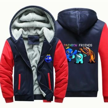 Kids Rainbow Friends Camouflage Jackets Thick Fleece Hoodies Winter Coats 1