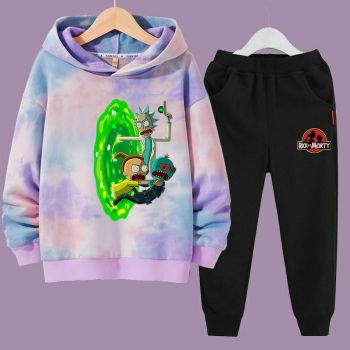 Kids Rick and Morty  tie dye hoodie and sweatpants set