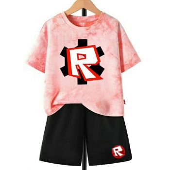 Kids Roblox LOGO Tie dye T-Shirt Cotton Shirt 