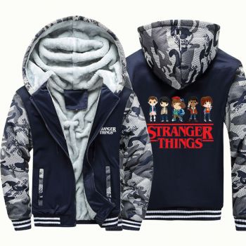 Kids Stranger Things Camouflage Jackets Thick Fleece Hoodies Winter Coats 2