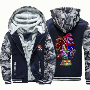 Kids Super Mario Bros Camouflage Jackets Thick Fleece Hoodies Winter Coats 1