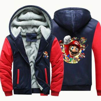 Kids Super Mario Camouflage Jackets Thick Fleece Hoodies Winter Coats 3