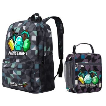 Minecraft Backpack Diamonds Backpack for School Book bag Lunch box Waterproof School bag Boys Gifts 