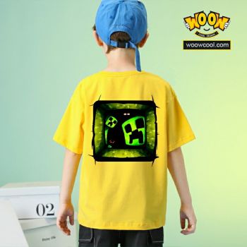 Minecraft Creeper Window  T-Shirt Cotton Shirt Funny Youth Tee