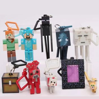 MineCraft Keychain set Figures PVC Toys with Key Chains  Backpack Hangers 10Pcs Series 2 