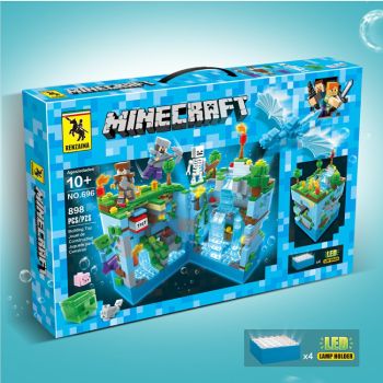 MineCraft The Underwater City Building Blocks Mini Figures Toys with LED Light 898Pcs