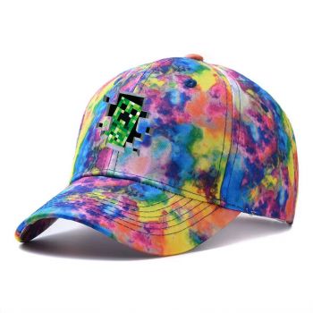 Minecraft Tie-dyed Snapback Hat Adjustable Flat Bill Baseball Cap