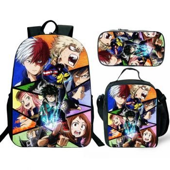 My hero academia Backpack Lunch box School Bag Kids Bookbag 