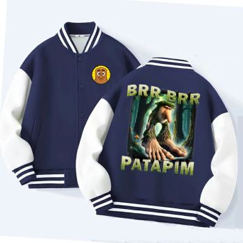 New Brrbrr patapin Kids Varsity Jacket Girls Boys Baseball Jacket Bomber Coat School Jackets with Pocket