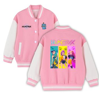 New K-Pop Demon Hunters Kids Varsity Jacket Girls Boys Baseball Jacket Bomber Coat School Jackets with Pocket