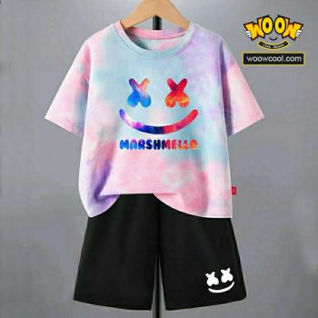 NEW Marshmello LOGO Tie dye T-Shirt Kids Cotton Shirt