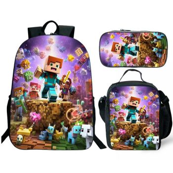 NEW Minecraft Backpack and Lunch bag Minecraft Bookbag for boy Back to School