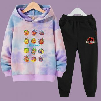 NEW Rick and morty Tie-Dye Hoodies Kids Long Sleeve Pullover Sweatshirts