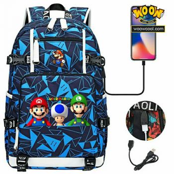 NEW Super Mario Kids backpack USB bookbag school bag 1