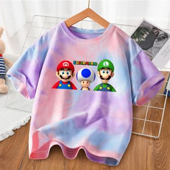 NEW Super Mario Tie dye T-Shirt Kids Cotton Shirt 
