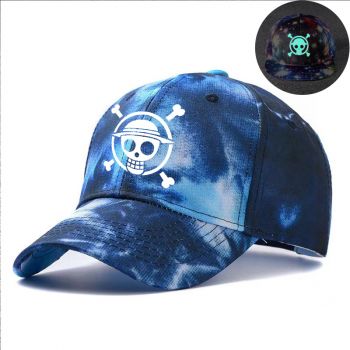 One Piece Tie-dyed Snapback Hat Adjustable Flat Bill Baseball Cap Glow in the dark