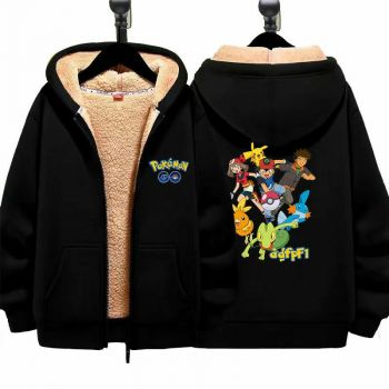 Pokémon Unisex Boy's Girls Winter Warm Sherpa Lined Zip Up Sweatshirt Fleece Jacket