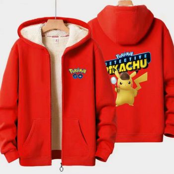 Pokémon Boys Girls Kid's Winter Sherpa Lined Zip Up Sweatshirt Jacket Hoodie