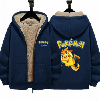 Pokémon Boys Girls Kid's Winter Sherpa Lined Zip Up Sweatshirt Jacket Hoodie 1