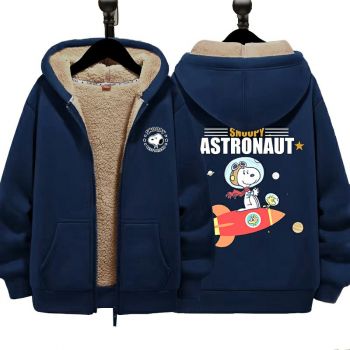 NEW Snoopy Boys Girls Kid's Winter Sherpa Lined Zip Up Sweatshirt Jacket Hoodie