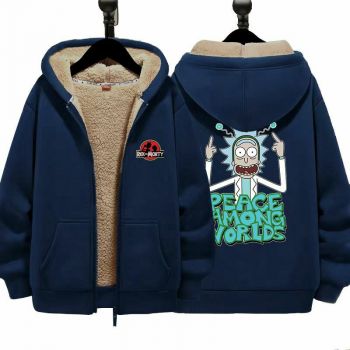 Rick and Morty Boys Girls Kid's Winter Sherpa Lined Zip Up Sweatshirt Jacket Hoodie 