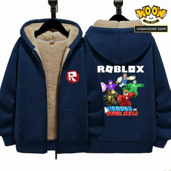 Roblox Boys Girls Kid's Winter Sherpa Lined Zip Up Sweatshirt Jacket Hoodie 4