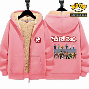 Roblox Boys Girls Kid's Winter Sherpa Lined Zip Up Sweatshirt Jacket Hoodie 1