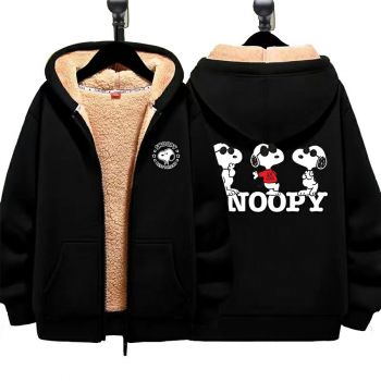 Snoopy Boys Girls Kid's Winter Sherpa Lined Zip Up Sweatshirt Jacket Hoodie 2