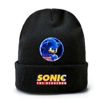 Sonic The Hedgehog Cap Wool Winter Beanie Skull Cap Embroidery Cuffed Hat