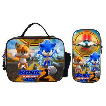 Sonic The Hedgehog Lunch Box Waterproof High quality leather Lunch Bag Portable Lunchbox