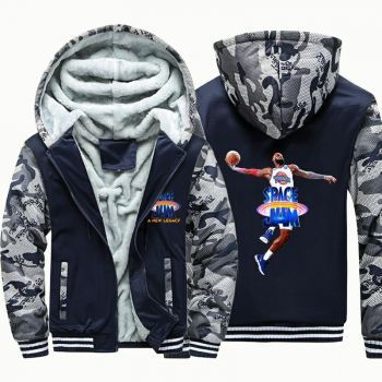 Kids Space Jam Camouflage Jackets Thick Fleece Hoodies Winter Coats  